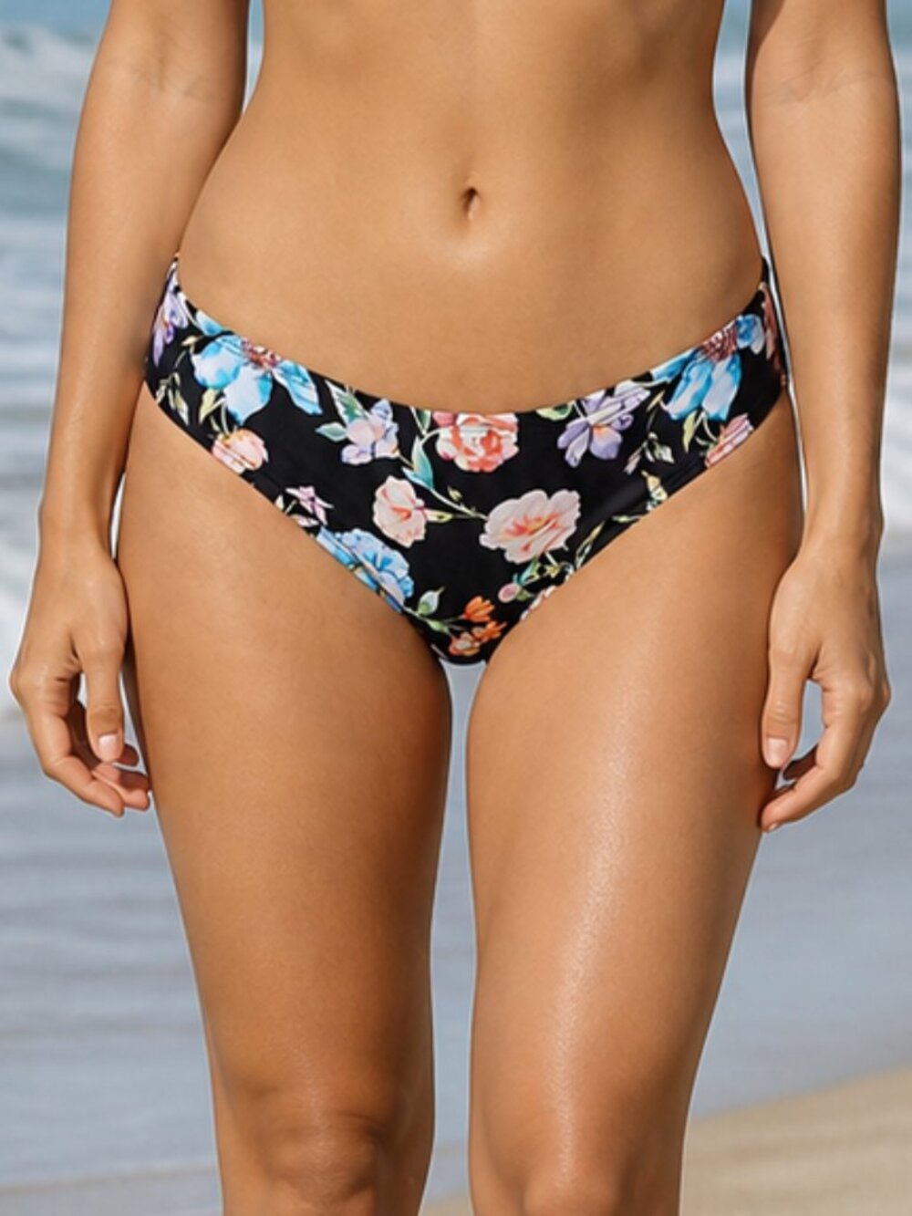 Kenneth Cole Floral Bikini Bottoms Size Large Hipster Swim Bottom NWT